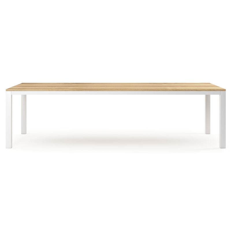 Capri tuintafel in wit aluminium en teak - L 280 x B 110 x H 75,5 cm