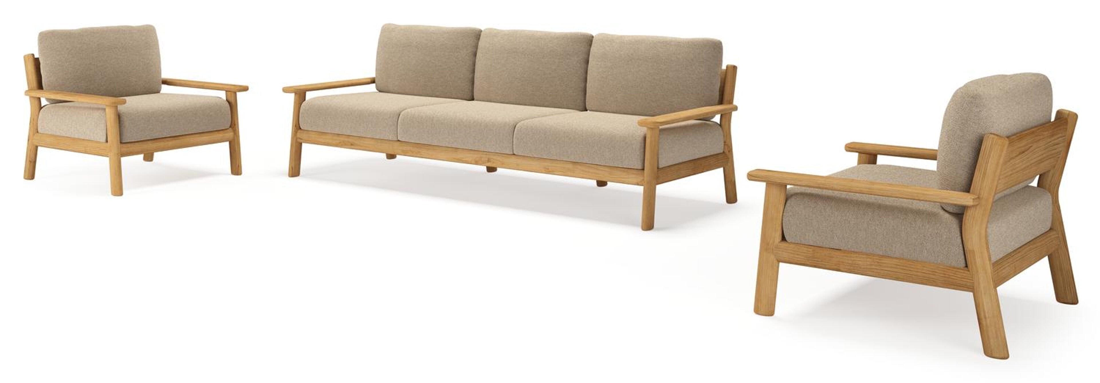 Amaro loungeset in teak met madagascar oak all weather cosytica kussen