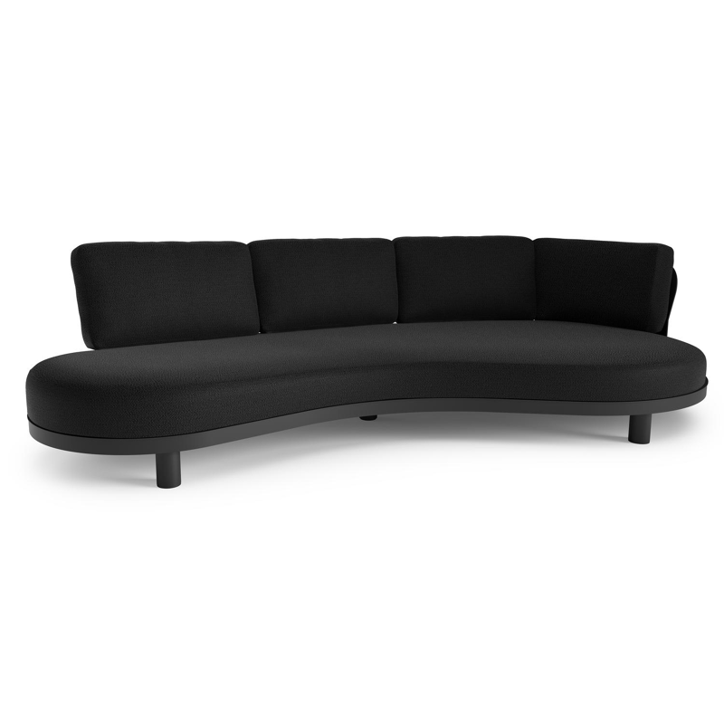 Canapé de jardin Donato en aluminium noir et coussins en all weather sunbrella® luxe lopi baribal