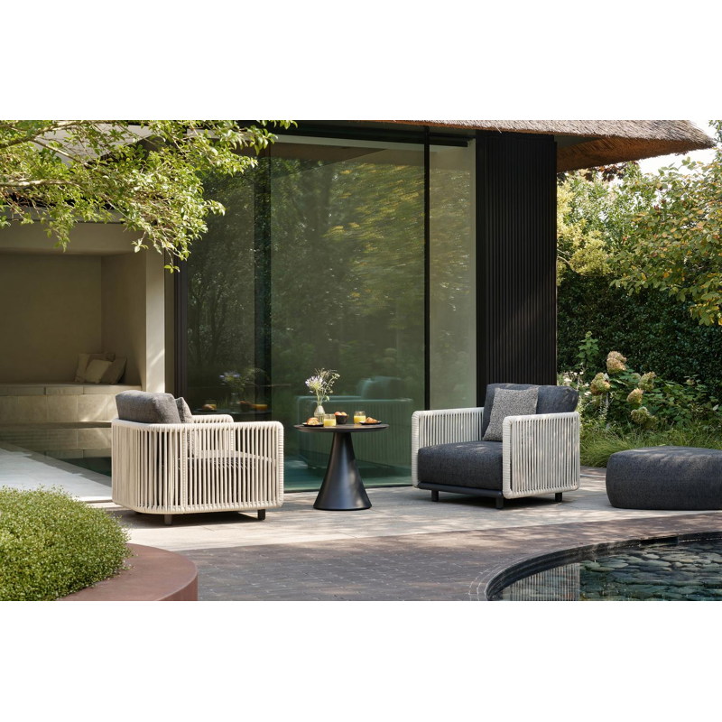 Fano low dining loungetafel in zwart aluminium en volkeramiek black obsession - Dia. 85 x H 55 cm