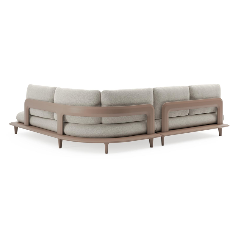 Bomero loungehoek in taupe aluminium met firenze sand all weather solica kussen