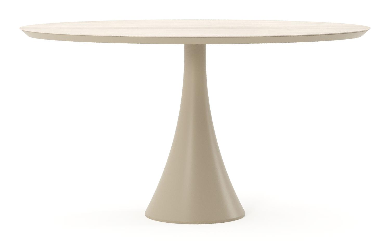 Fano tuintafel ovaal in beige aluminium en volkeramiek Travertino Bianco - L 140 x B 80 x H 74.5 cm