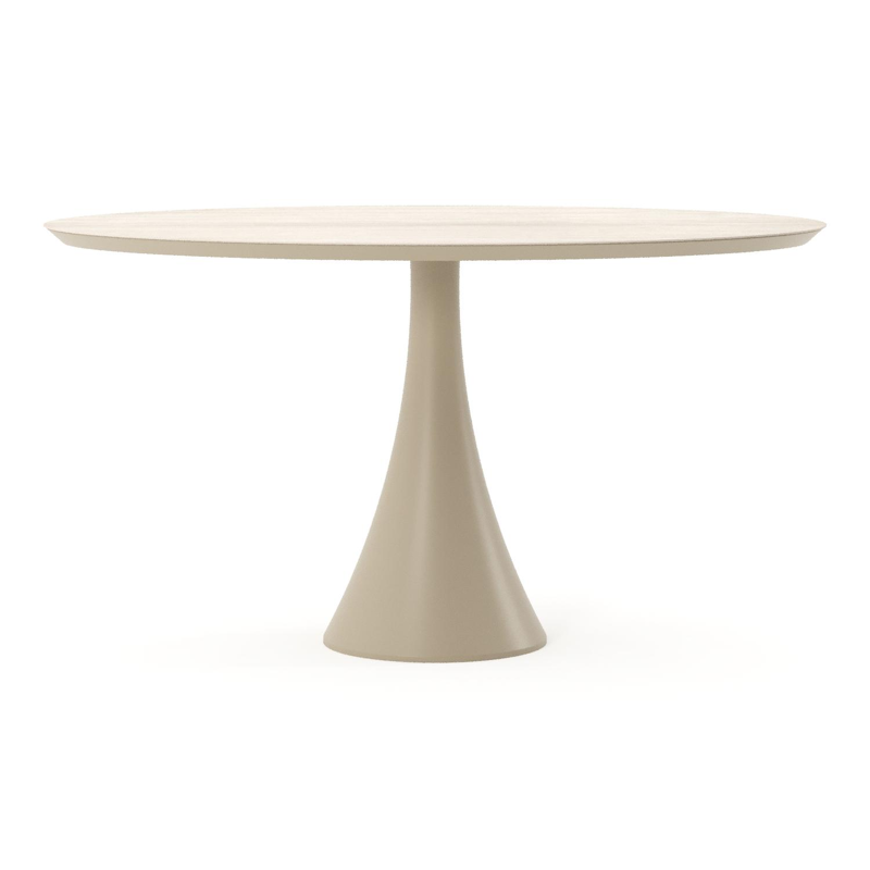 Fano tuintafel ovaal in beige aluminium en volkeramiek Travertino Bianco - L 140 x B 80 x H 74.5 cm