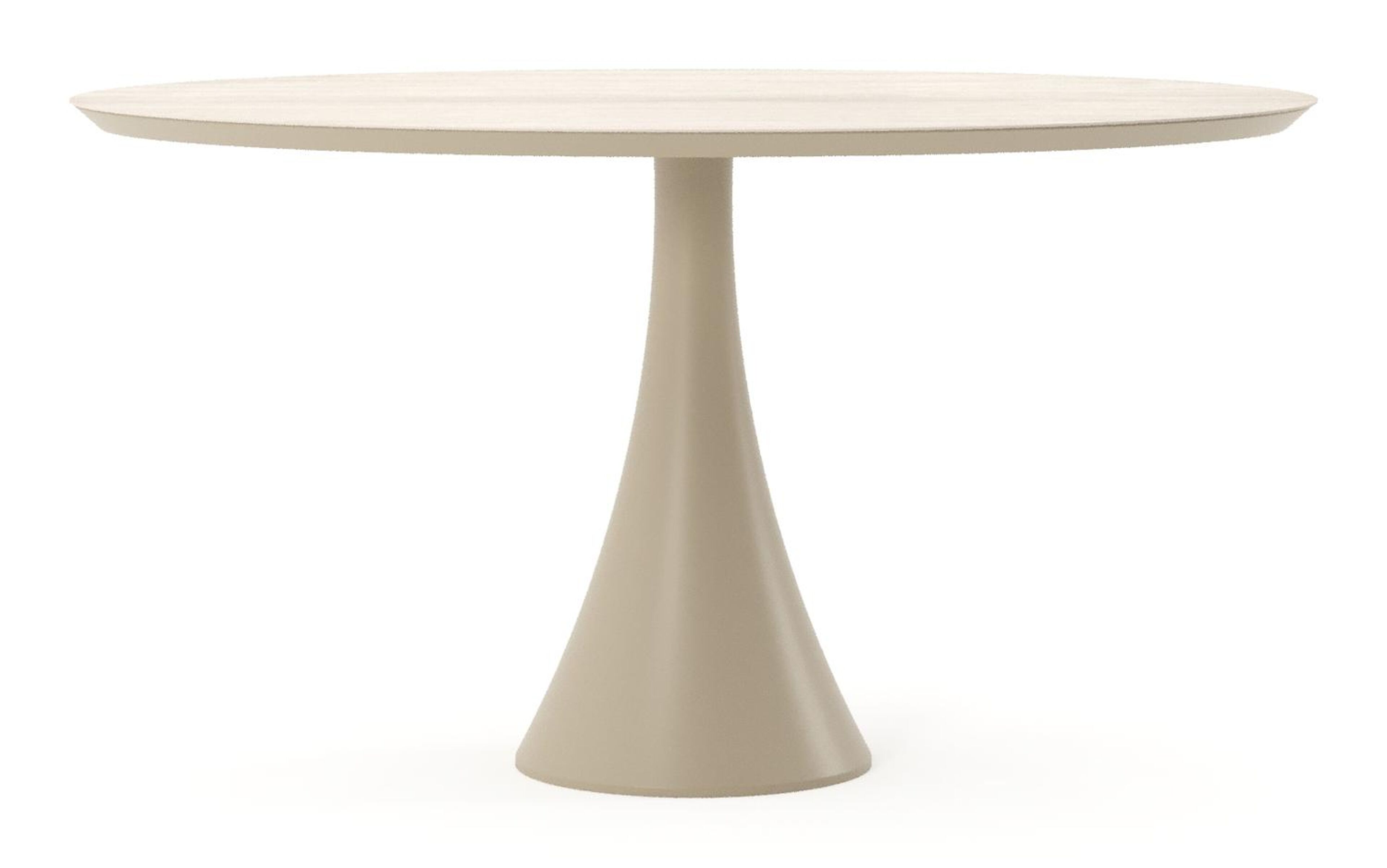 Table de jardin Fano oval en aluminium beige et céramique pleine Travertino Bianco - Lg. 140 x Lrg. 80 x Haut. 74.5 cm