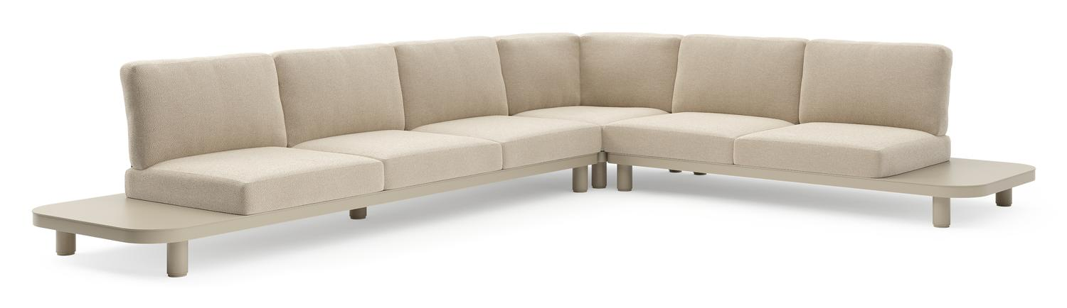 Salon de jardin d'angle Donato en aluminium beige et coussins en all weather cosytica althea chalk