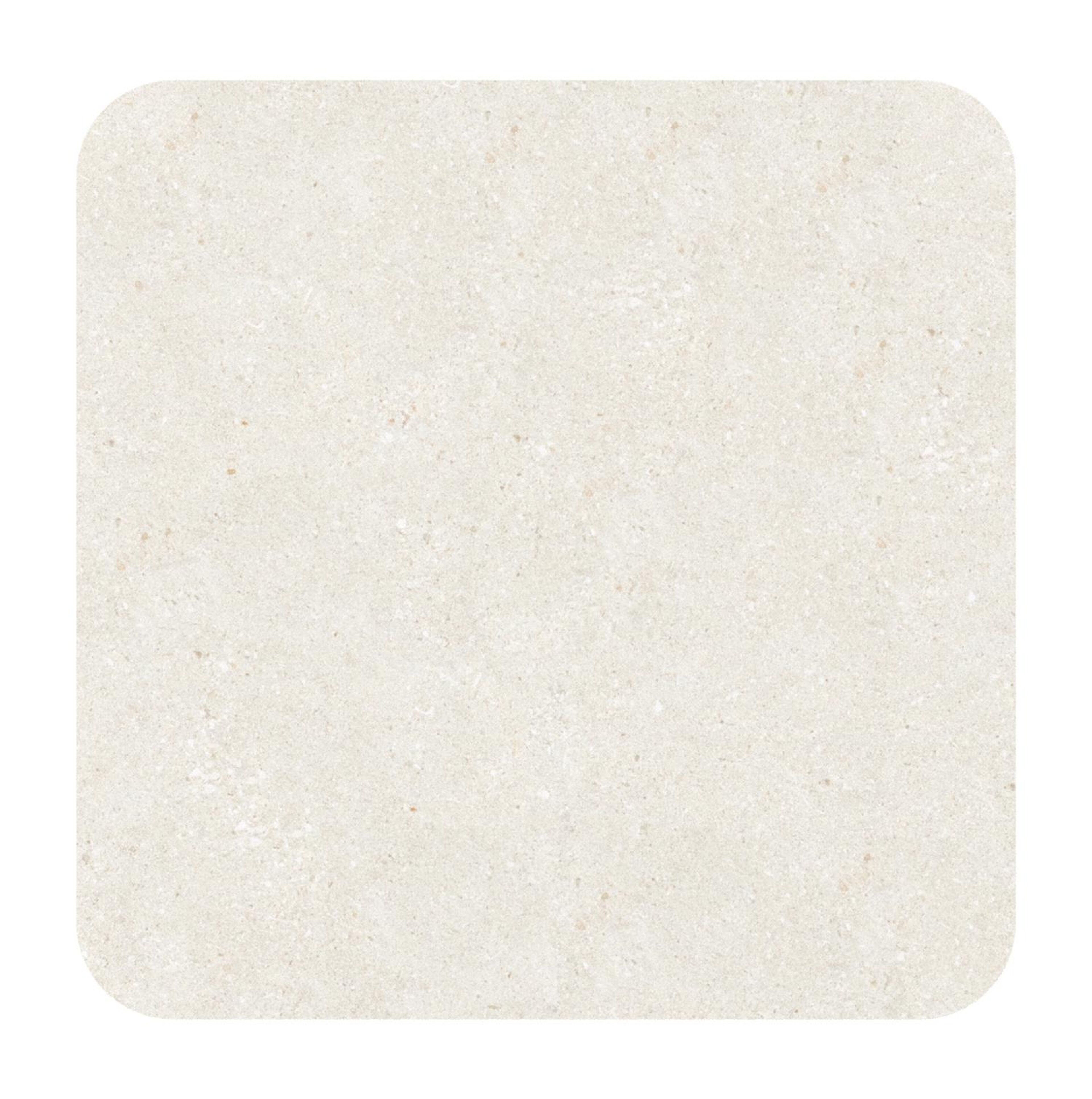 Table de jardin Orso rectangulaire arrondi en aluminium blanc et céramique pleine Shilin - Lg. 90 x Lrg. 90 x Haut. 75 cm