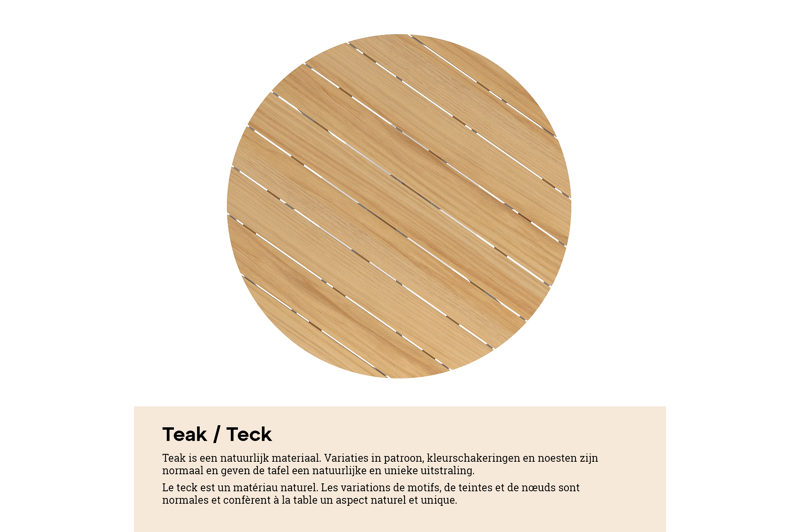 Fano tuintafel in zwart aluminium en teak - Dia. 110 x H 75 cm