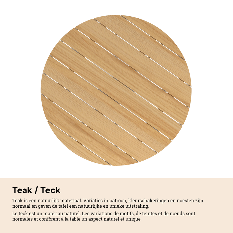 Fano tuintafel in wit aluminium en teak - Dia. 110 x H 75 cm