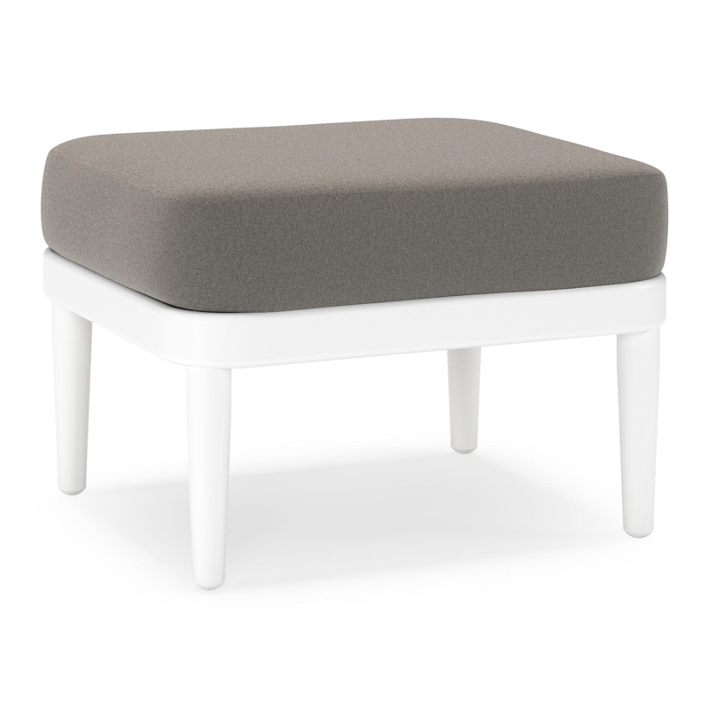 Pouf Orso en aluminium blanc et coussins en all weather sunbrella® luxe Natte Dark Taupe