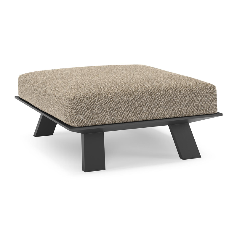 Cesano poef in zwart aluminium met madagascar burch all weather Cosytica kussen