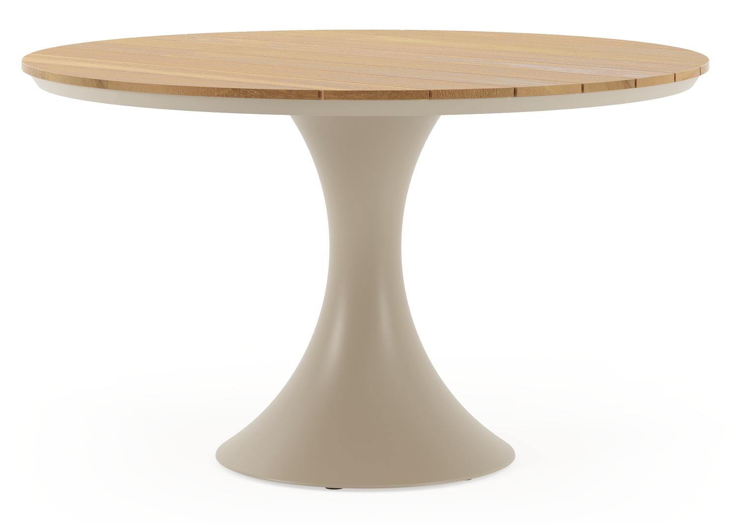 Fano tuintafel rond in beige aluminium en teak - Dia. 130 cm