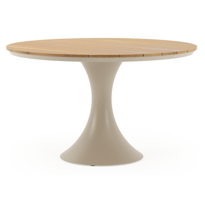 Fano tuintafel rond in beige aluminium en teak - Dia. 130 cm