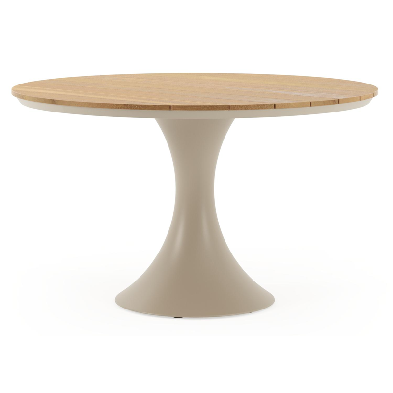 Fano tuintafel rond in beige aluminium en teak - Dia. 130 cm