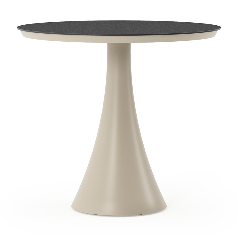 Fano tuintafel rond in beige aluminium en volkeramiek Nero Black - Dia. 85 x H 75 cm