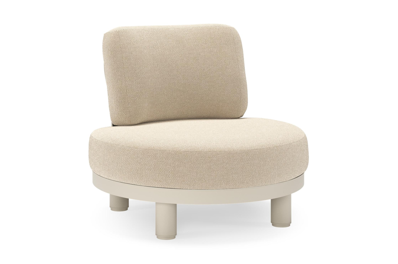Fauteuil de jardin Donato en aluminium beige et coussins en all weather cosytica Althea Chalk