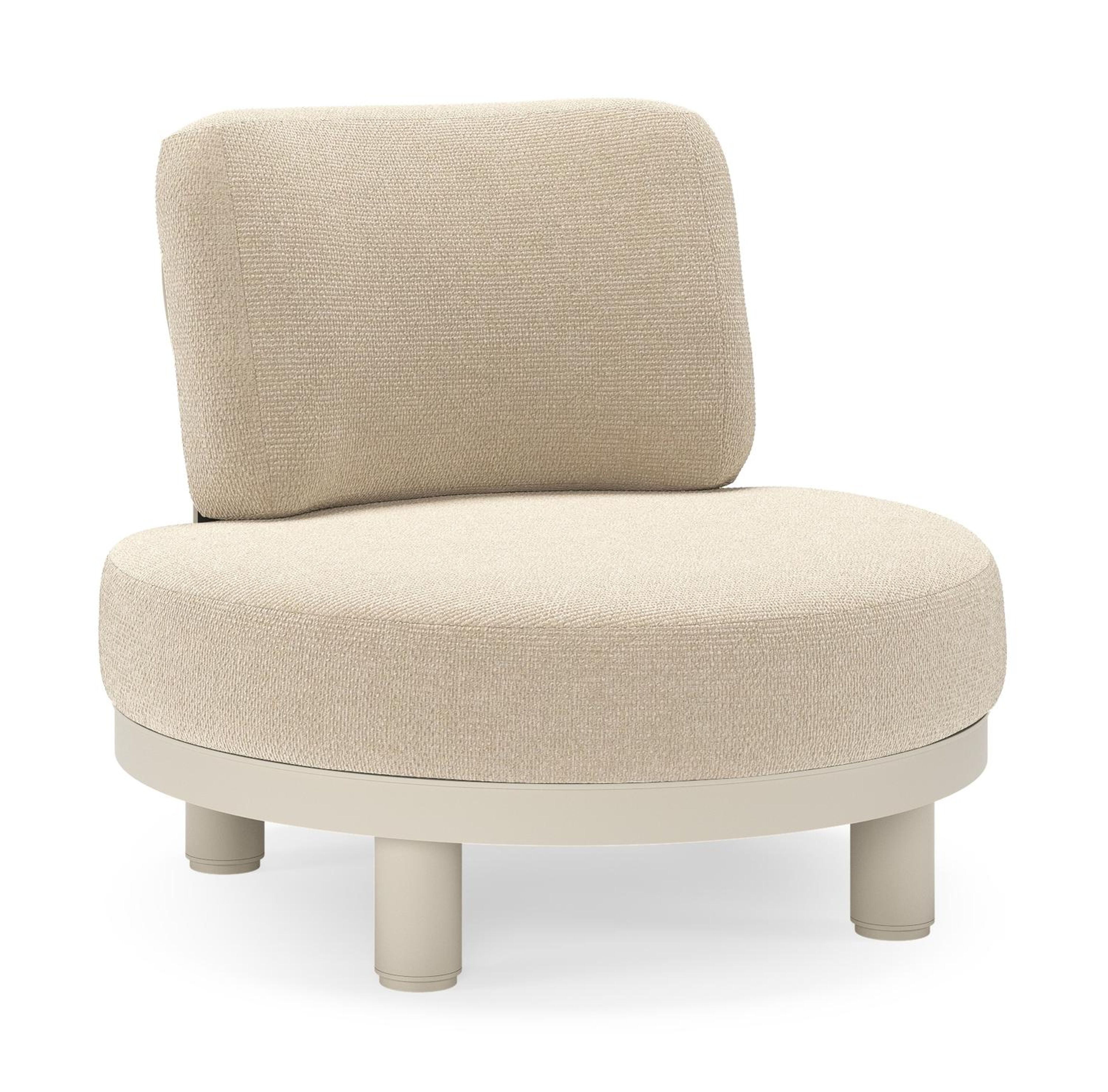 Donato loungestoel in beige aluminium met all weather cosytica Althea Chalk kussen