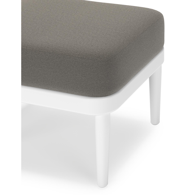 Pouf Orso en aluminium blanc et coussins en all weather sunbrella® luxe Natte Dark Taupe