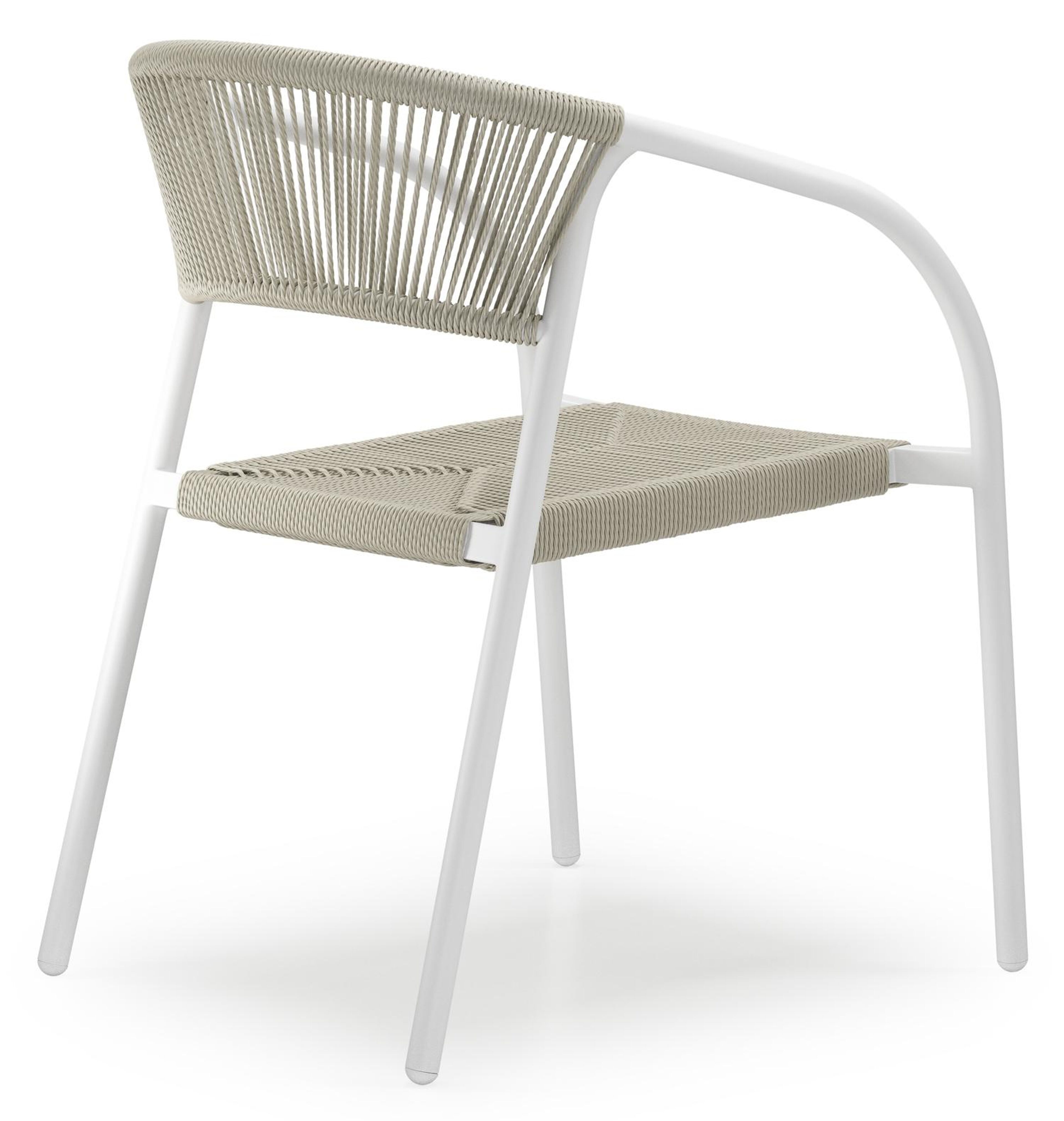 Bahia tuinset in wit aluminium en polywood met 6 stapelbare Melo tuinstoelen