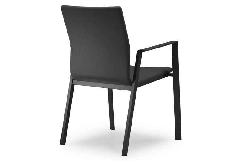 Pamplona ronde tuinset in zwart aluminium en teak naturel met 6 Madura tuinstoelen