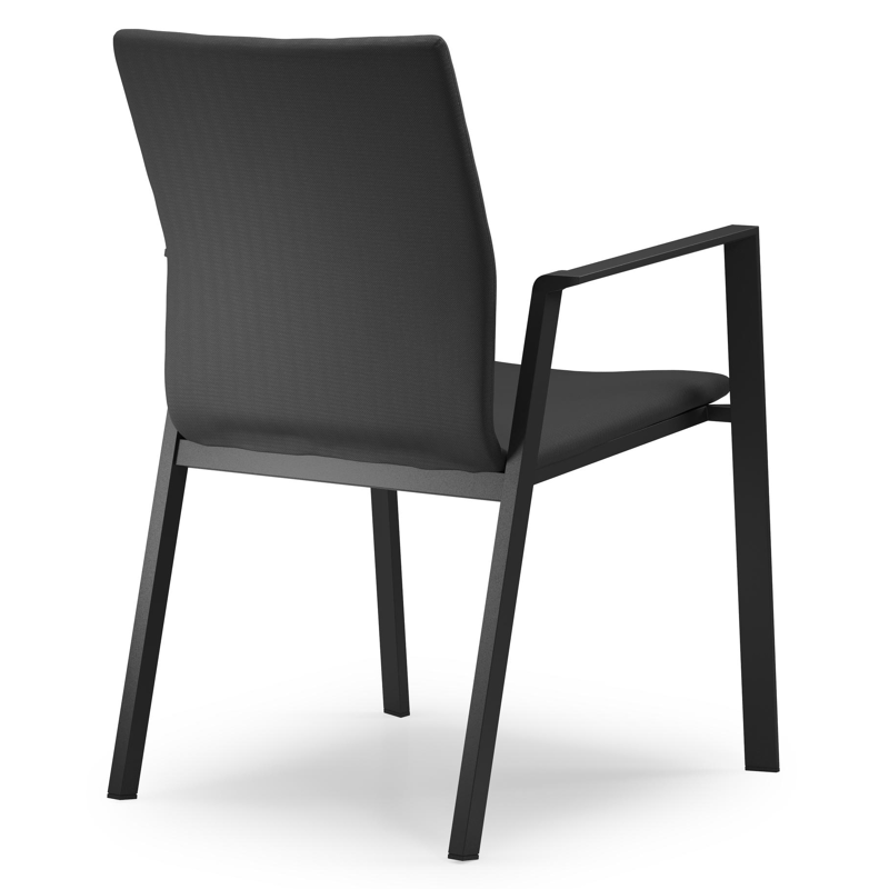 Varese tuinset in zwart aluminium en naturel teak tafelblad met 8 stapelbare Madura tuinstoelen