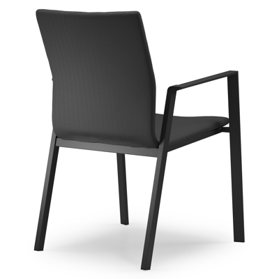 Madura stapelbare tuinstoel in zwart aluminium en zwart comfort textilene