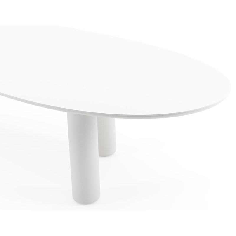 Table de jardin Amico organique en aluminium blanc et céramique pleine Arctic White - Lg. 320 x Lrg. 120 x Haut. 73.5 cm