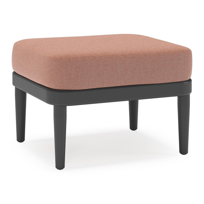Pouf Orso en aluminium noir et coussins en all weather sunbrella® luxe Savane Rust