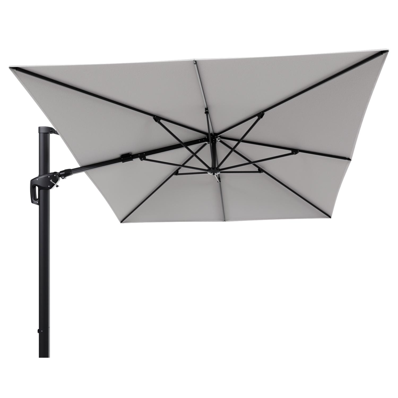 Parasol pendant Minore avec fonction tilt en aluminium noir et toile de parasol en All Weather Solica Ego Eggshell  - Lg.1 400 x Lg.2 300 cm (sans pied de parasol)