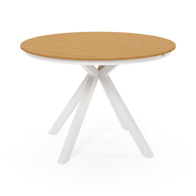 Table de jardin Tora en aluminium blanc et polywood - Dia. 110 x H 74.5 cm