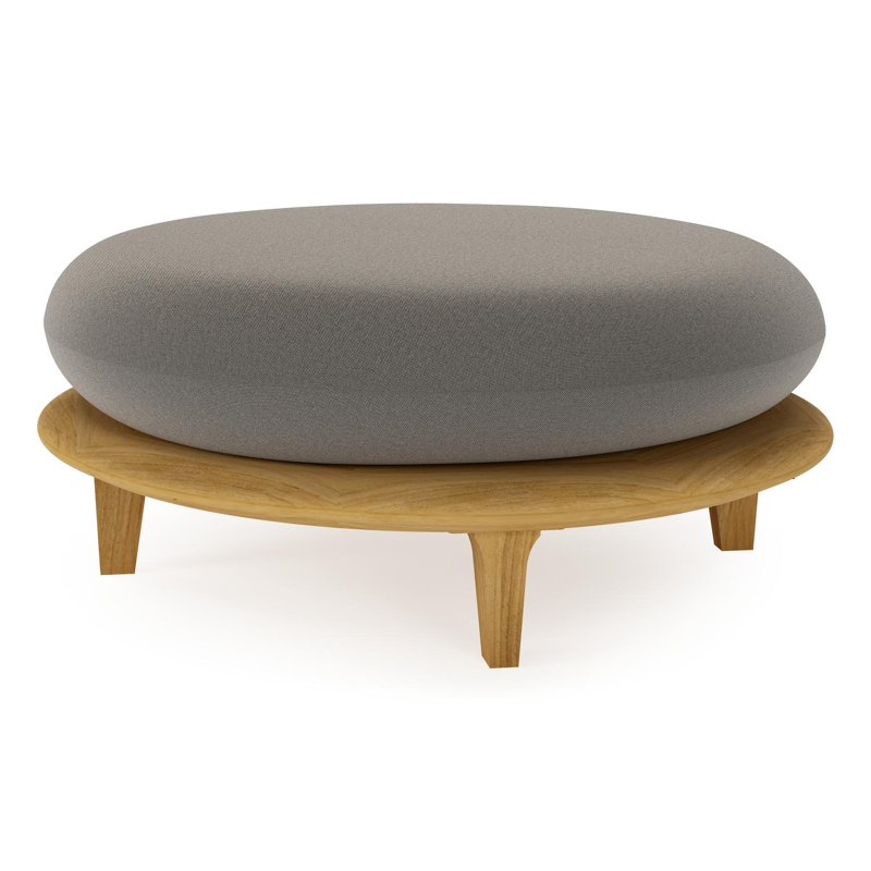 Pouf Bomero en teck et coussins en all weather sunbrella® luxe natte dark taupe