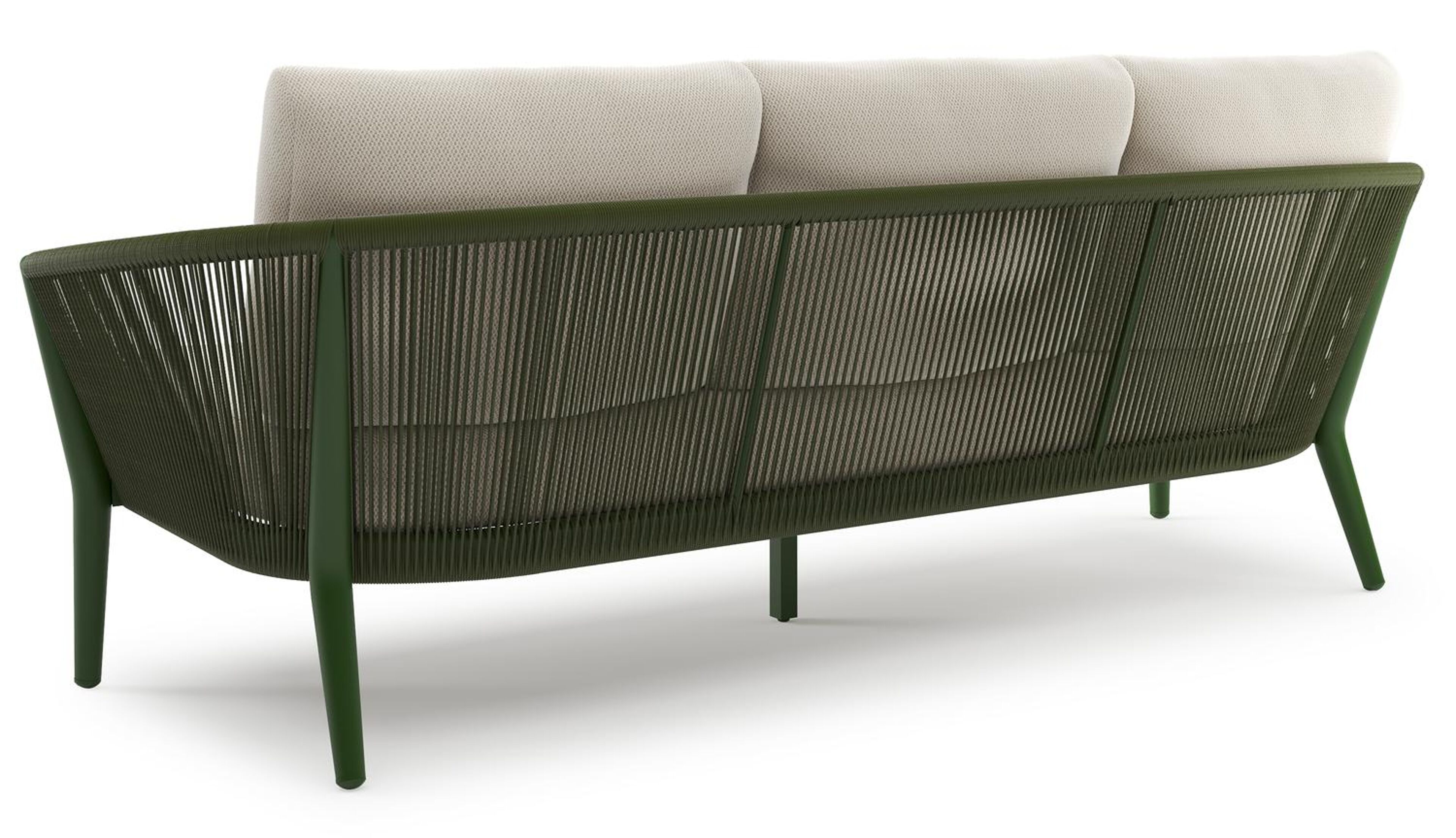 Orso loungebank in groen aluminium en groen verticaal geweven ronde rope met Lopi Marble all weather sunbrella® luxe kussen
