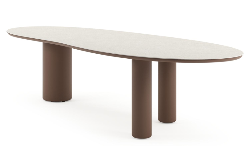 Amico tuintafel organisch in taupe aluminium en volkeramiek Shilin - L 320 x B 120 x H 73.5 cm