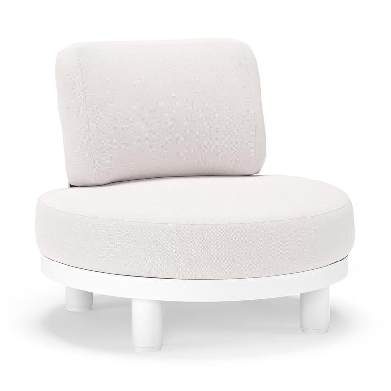 Donato loungestoel in wit aluminium met all weather sunbrella® luxe Savane Whisper kussen