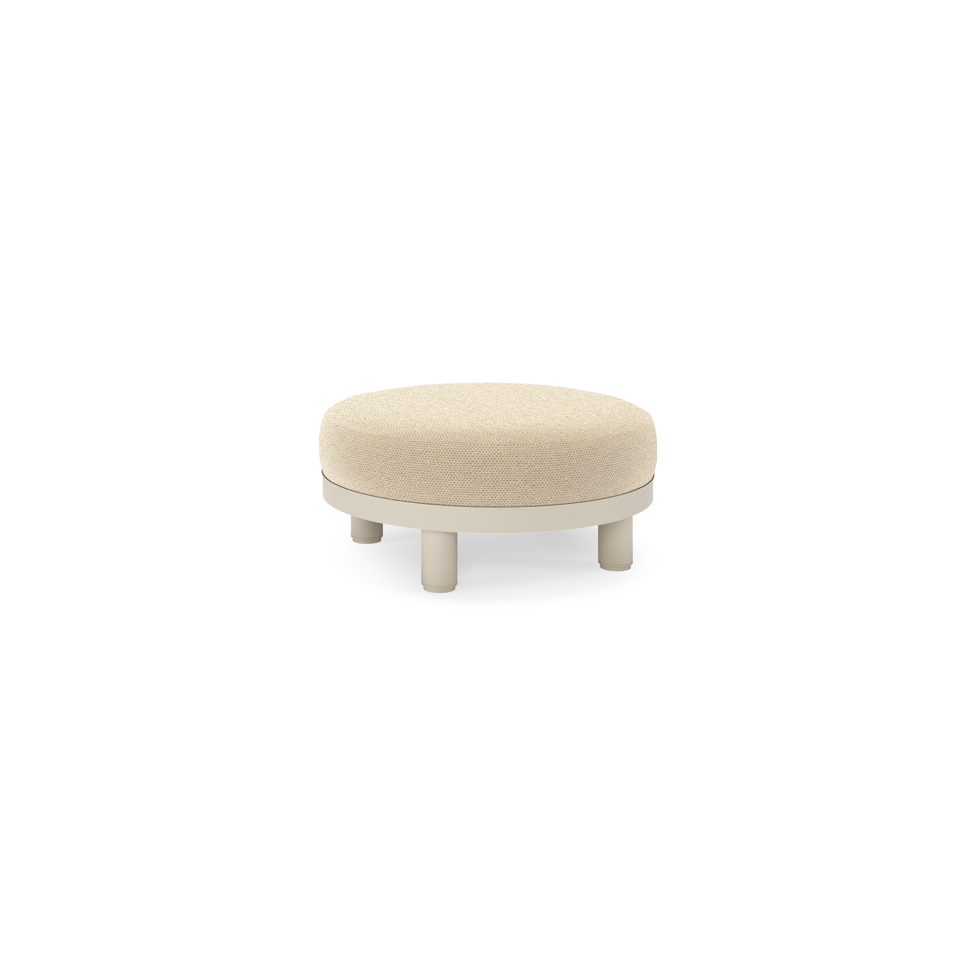 Salon de jardin pouf Donato en aluminium beige et coussins en all weather cosytica Althea Camel