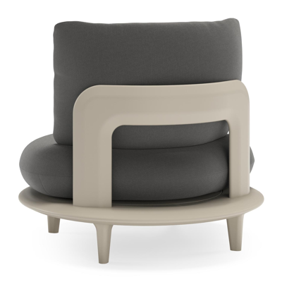 Fauteuil de jardin Bomero en aluminium beige et coussins en all weather sunbrella® luxe natte charcoal chine