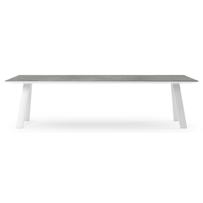 Table de jardin Cesano en aluminium blanc et céramique pleine aspen grey - Lg 280 x Larg. 110 x H 75 cm