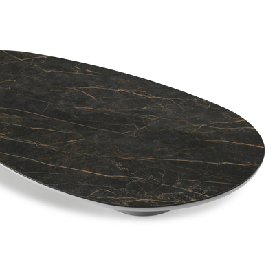 Amico loungetafel organisch in wit aluminium en volkeramiek Black Obsession - L 170 x B 91 x H 25 cm