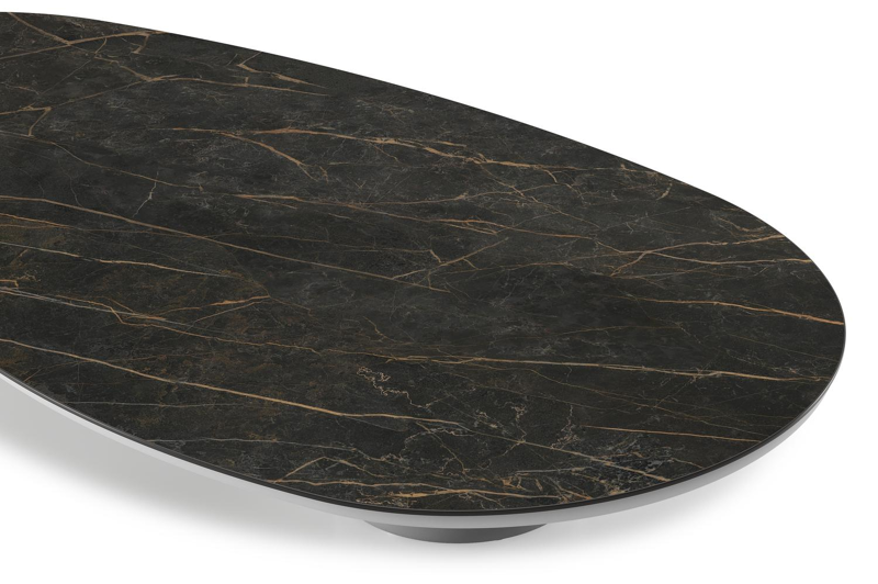 Amico loungetafel organisch in wit aluminium en volkeramiek Black Obsession - L 170 x B 91 x H 25 cm