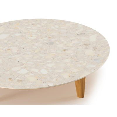 Bomero loungetafel in teak en volkeramiek Retrostone - Dia. 85 cm