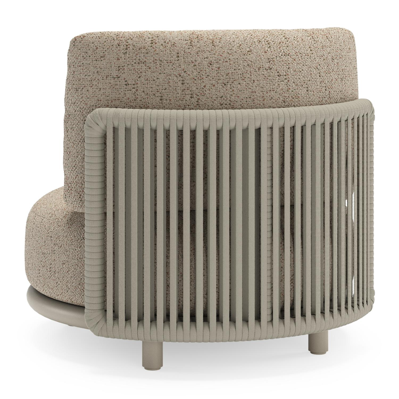 Lomano loungestoel in beige aluminium en beige verticaal geweven luxe vlakke rope met Bora Jungle all weather cosytica