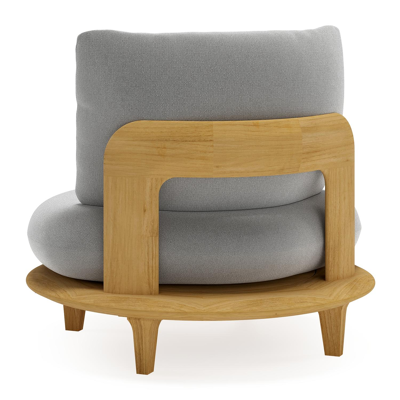 Bomero loungestoel in teak met savane grey all weather sunbrella® luxe kussen