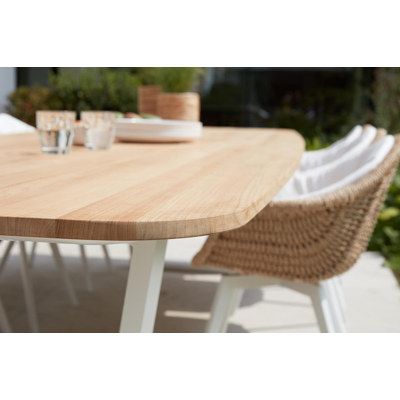 Pagino tuintafel in wit aluminium en teak - L 280 x B 115 x H 75 cm