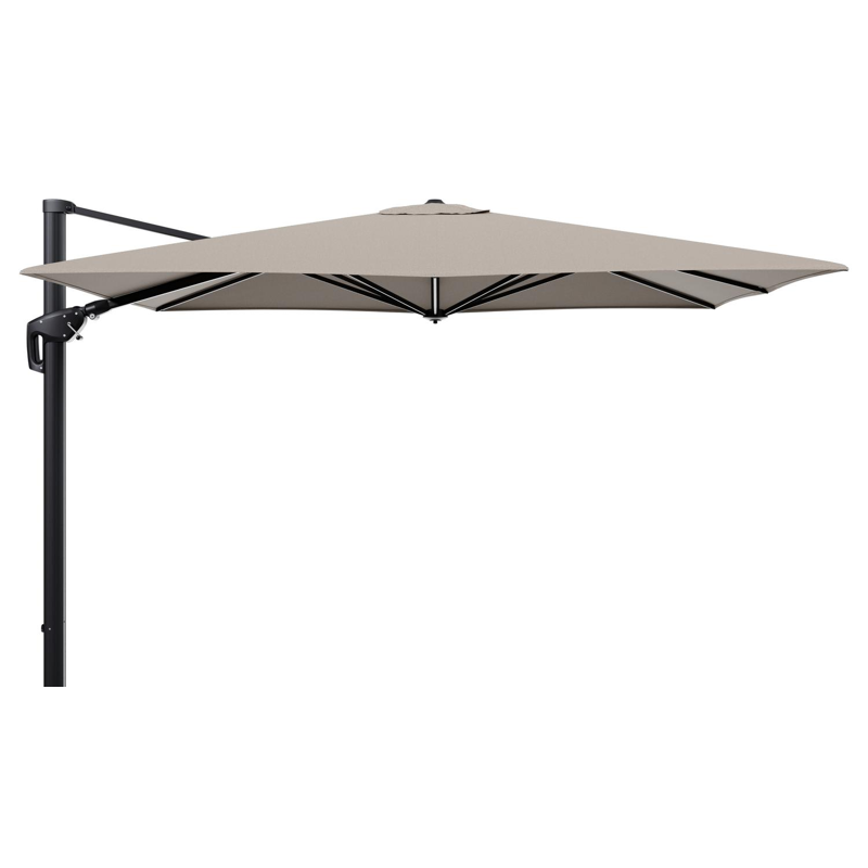 Minore zweefparasol tiltfunctie in zwart aluminium en parasoldoek in All Weather Sunbrella® Luxe Savane Coconut - L1 280 x L2: 370 cm (zonder voet) (zonder voet)
