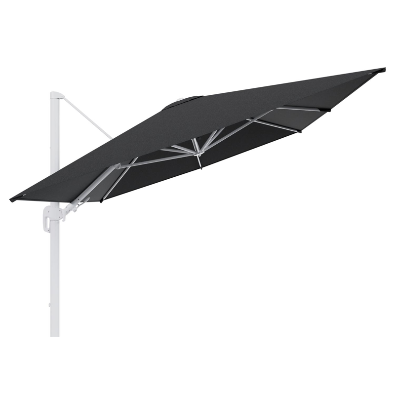 Parasol pendant Rufina avec fonction tilt en aluminium blanc et toile de parasol en All Weather Sunbrella® Luxe Chartres Sooty  - Lg.1 400 x Lg.2 300 cm (sans pied de parasol
