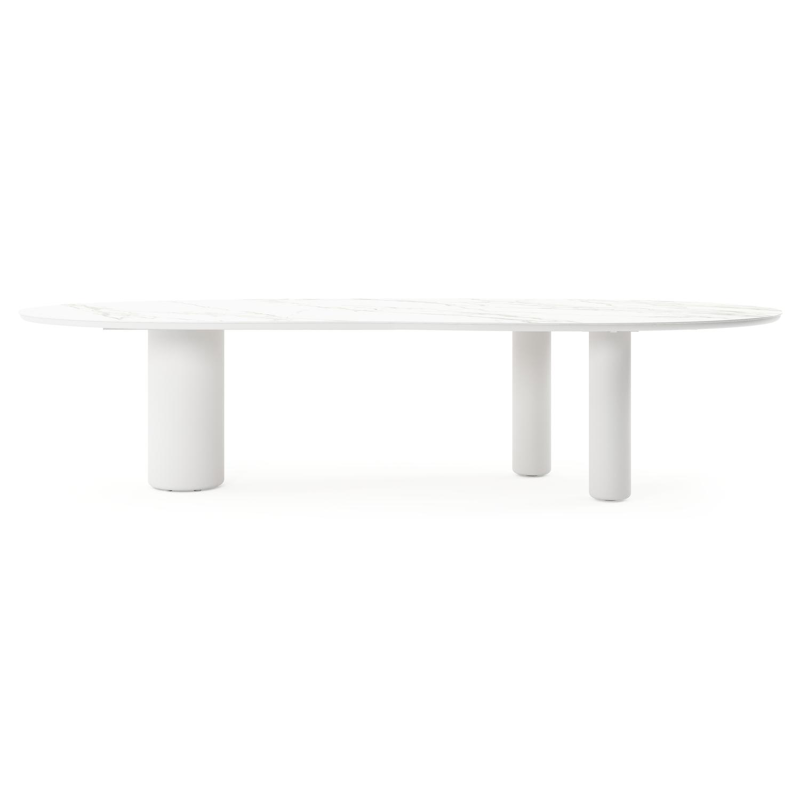 Amico tuintafel organisch in wit aluminium en volkeramiek Calacatta - L 320 x B 120 x H 73.5 cm