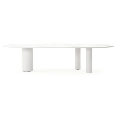 Amico tuintafel organisch in wit aluminium en volkeramiek Calacatta - L 320 x B 120 x H 73.5 cm