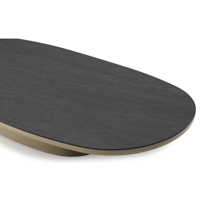 Amico loungetafel bombo in beige aluminium en volkeramiek Basalt Black - L 171 x B 89 x H 24 cm
