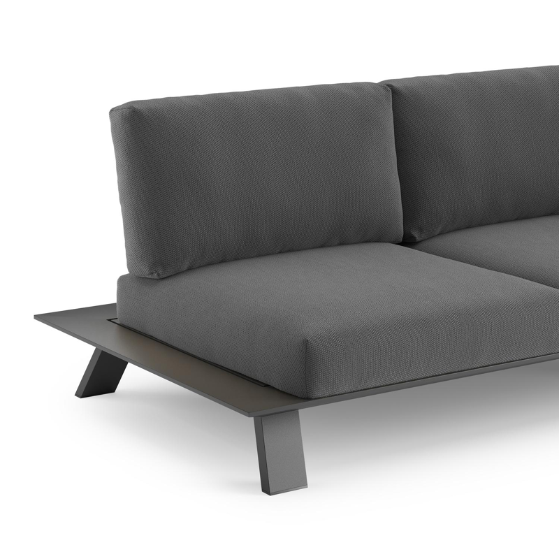 Cesano loungebank in zwart aluminium met lopi shadow all weather Sunbrella® luxe kussen