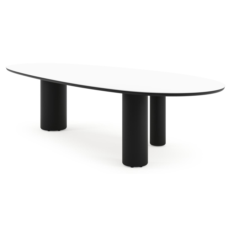 Amico tuintafel mango in zwart aluminium en volkeramiek Arctic White - L 320 x B 140 x H 73.5 cm