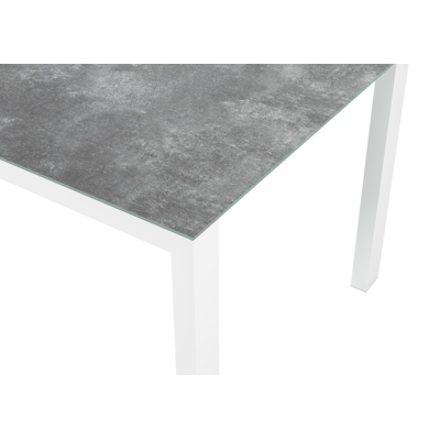 Trente tuinset in wit aluminium en grijs keramisch glas tafelblad met 6 stapelbare Bareto tuinstoelen